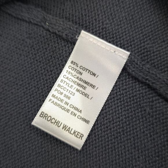 Brochu Walker Button Up Cardigan Cotton Cashmere Sweater in Grey - Picture 8 of 10